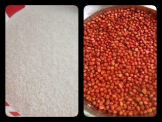 1、腊肉红豆粽子,糯米和红豆分别泡一晚，然后沥水