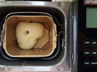 11、鸡肉海鲜披萨,11．这时面团已发酵至原来面团的二至三倍大。