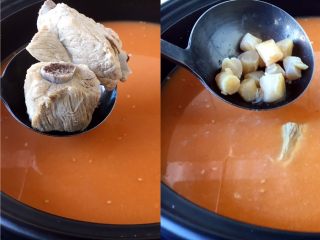 16、大酱豆腐汤,放入小肋排和干贝。