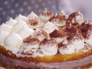 19、提拉米苏蛋糕,上桌前筛上可可粉和糖粉即可