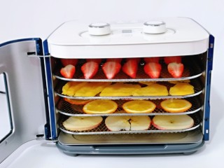 10、自制零添加水果干,果干机60度提前预热5分钟。