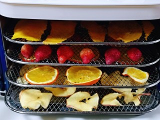 13、自制零添加水果干,烘了3小时的状态。