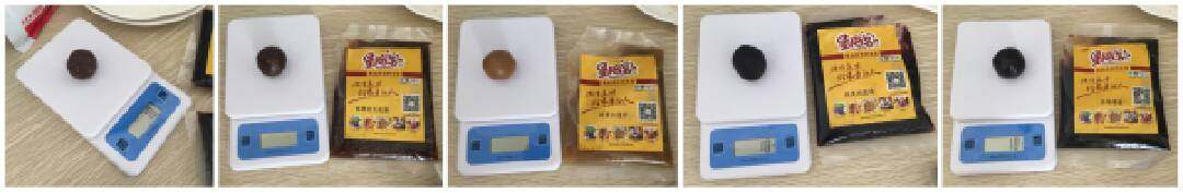 3、冰皮月饼,同样的把不同口味馅料依次分成18g-20g左右的，全部都要搓成圆团，冰皮和馅料是成正比的哦