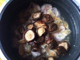 12、花胶炖鸽滋补汤,加入香菇，选择煲汤功能进行煲煮