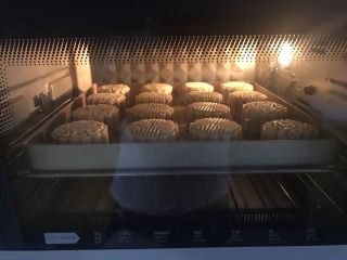 16、广式五仁月饼,然后入烤箱200度5分钟后取出刷蛋液
