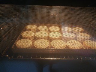 16、广式月饼,烤箱上下火200度预热10分钟，月饼表面喷一下雾，放进烤箱烤8至10分钟定型取出凉凉。
