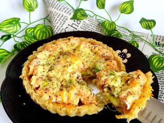 15、三文鱼牛油果土豆丝披萨,脱模