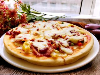 19、培根时蔬披萨,味道美美哒。