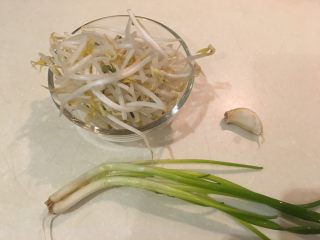 4、日式豆腐排,绿豆芽、蒜、葱