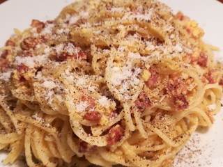 20、意式培根蛋面Carbonara,加入适量的干奶酪粉，即可食用！！