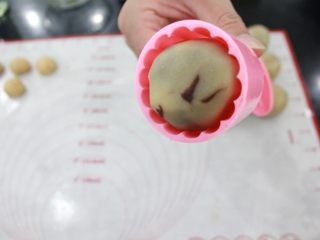 13、传统广式月饼,放入月饼模具中扶着，压成型。