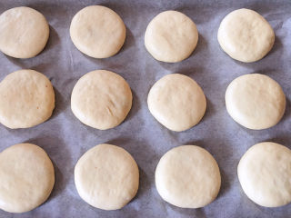 12、日式红豆包,全部做好后摆入烤盘，喷少许水，放到烤箱中，38℃发酵到两倍大，大概需要30分钟。