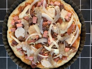 34、披萨????,放香菇片