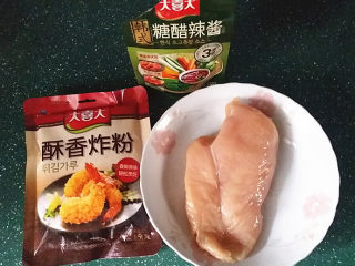 1、#糖醋菜# 韩式糖醋肉,准备好所有食材