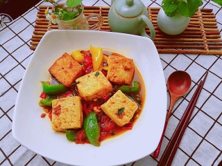 14、番茄彩椒烧豆腐,起锅