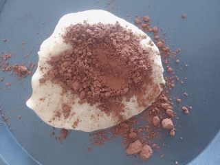 21、桃山皮板栗月饼,可可粉面团揉成褐色面团