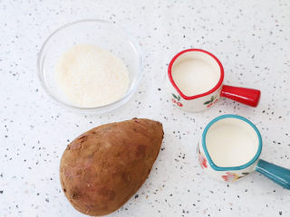 1、紫薯椰蓉球,准备好材料