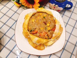 23、蛋包虾仁炒饭-宴请菜之主食,成品图。