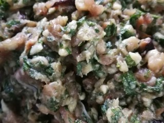 19、开洋香菇荠菜大馄饨,拌好的馄饨馅。