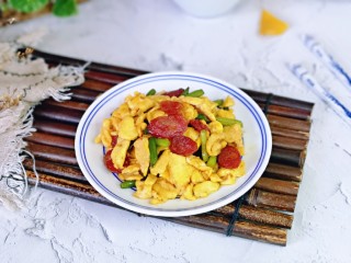 15、腊肠炒鸡蛋,简单快手小炒，营养均衡。