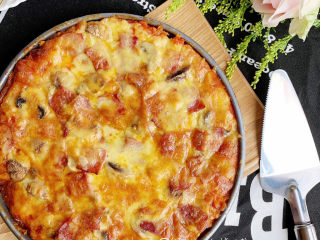 17、冬至美食 培根蘑菇披萨,完成。