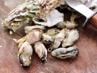 2、海蛎子豆腐青菜汤,把海蛎子清洗干净后，把海蛎子肉扣出来备用。