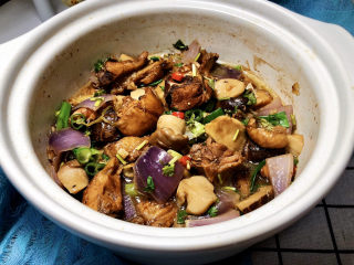 34、杏鲍菇烧鸡块,成品