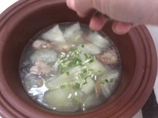 16、冬瓜薏米汤,加入适量的葱花