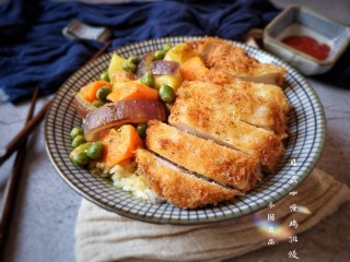 21、日式咖喱鸡排饭,成品。