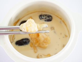 8、养颜鱼胶奶冻,炖煮至完全变软即可。