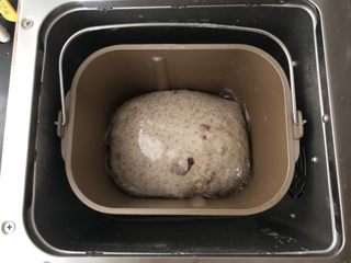 6、蔓越梅花生黑麦软欧包,6、发酵至两倍大。