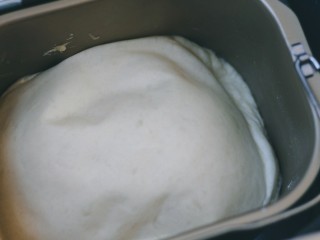 4、美式香肠热狗,面团放在温暖处发酵至2～3倍大，我发酵了2.5小时，稍微有些过了。