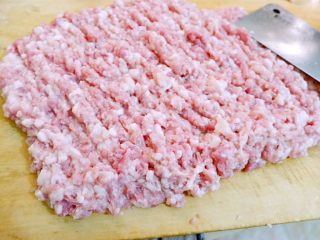 5、粤式瑶柱海参云吞,猪肉剁碎。尽量剁的碎一些。猪肉选前腿肉为宜，肥瘦比例二八或者三七均可