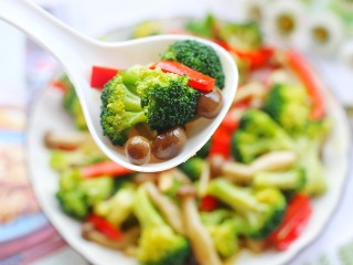 15、西兰花炒菌菇,来一口～