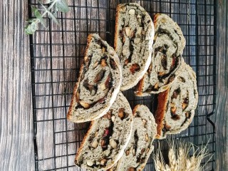 15、黑芝麻全麦核桃红枣软欧包~~安安原创,切片