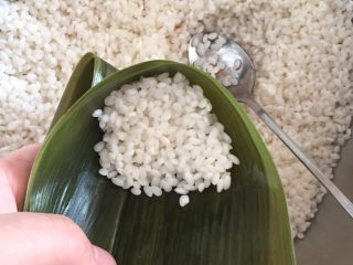 12、肉粽子,放入一勺泡好的江米