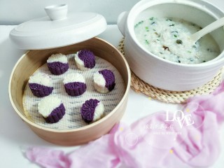 13、紫薯山药糕&皮蛋瘦肉粥,成品图