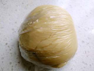 4、 广式五仁月饼蜂蜜版（不用转化糖浆）,揉成团，包保鲜膜静置2小时