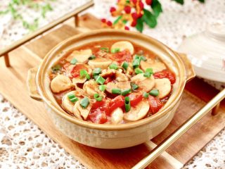 18、杏鲍菇扇贝花肉煲,成品一