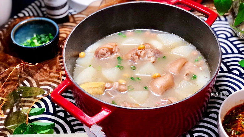 黄豆猪脚汤白萝卜花生黄豆猪脚汤