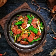 豉香腊肠炒蒜苗