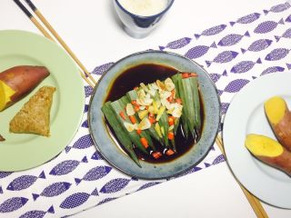 14、蒸菜不油腻——清蒸秋葵,蒸好的秋葵，成品图