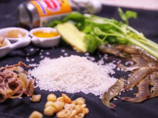 1、潮汕砂锅粥,全部的材料图