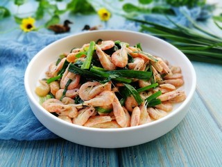 17、家常菜+韭菜炒小白虾,成品图