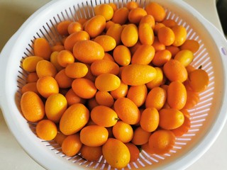 1、咸金桔【腌制方法】,金桔洗干净表面污垢。