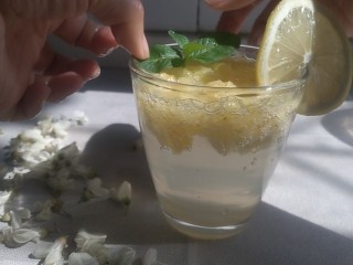 8、菠萝汽水,放上薄荷