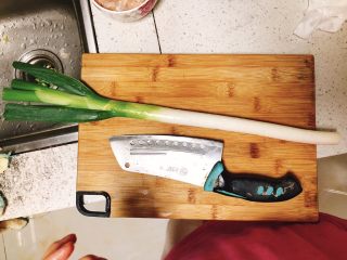 7、京酱鸡肉丝-可做早餐,准备一根大葱，清洗干净。