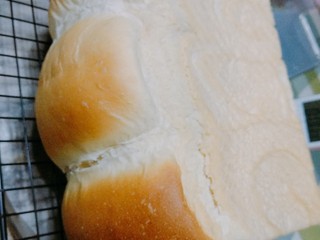 19、奶香吐司,烤好后,立马出炉,烤架凉凉