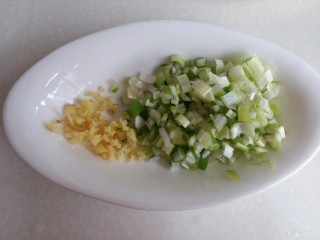 9、什锦炒饭,大葱切碎粒，姜切粒