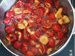 4、山楂果汁,加水煮开. 